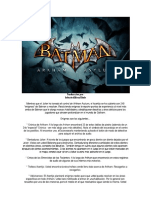 Guia de Acertijos, Cintas y Trofeos de Batman Arkham Asylum | PDF |  Naturaleza | Ocio