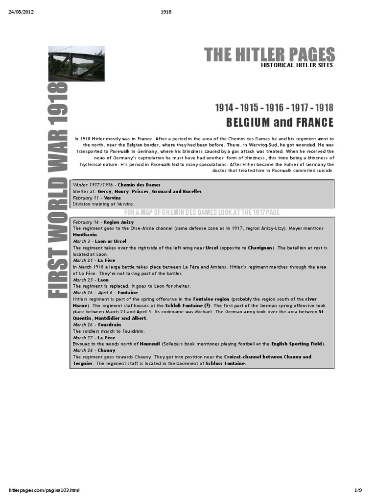 WW1 Hitler Western Front 1918 | PDF | Western Front (World War I ...