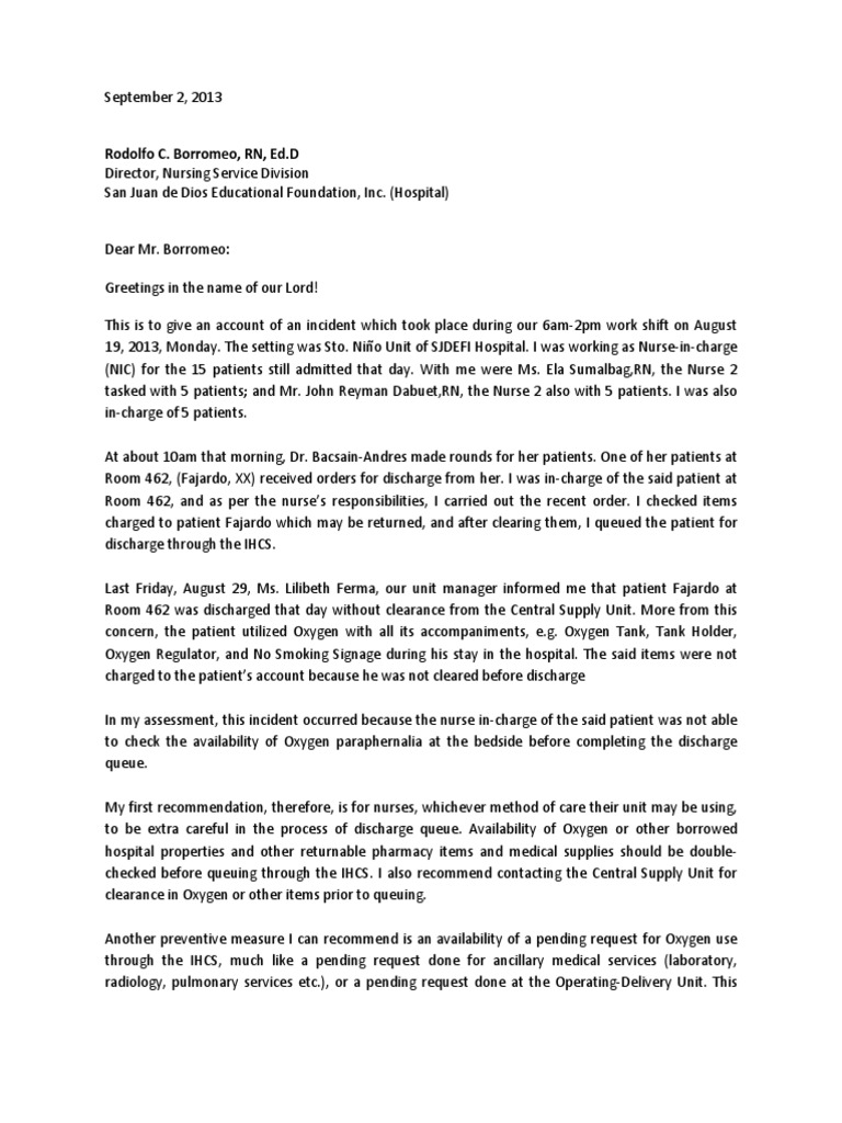 Letter Oxygen | Download Free PDF | Patient | Nursing