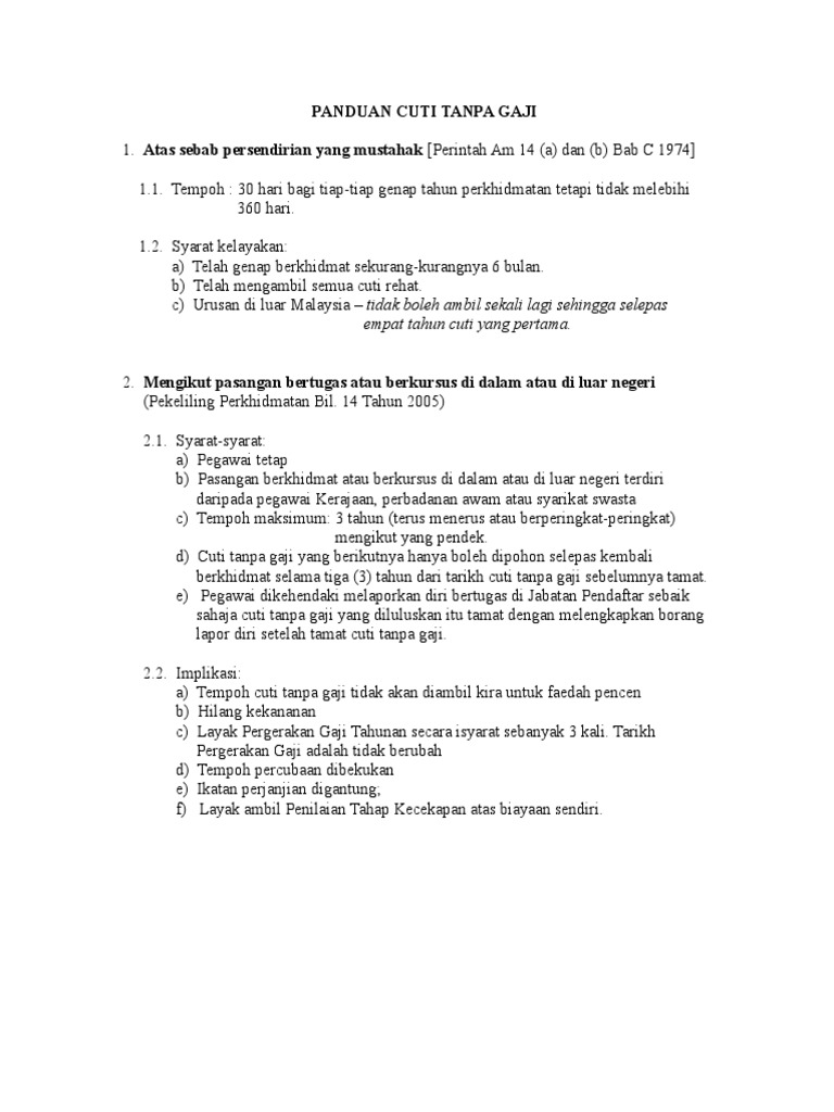 Panduan Cuti Tanpa Gaji  PDF
