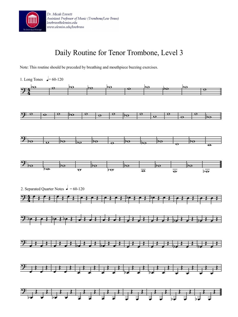 Daily Routine for Tenor Trombone, Level 3 Trombone Organologie élémentaire