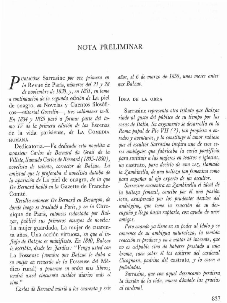 Sarrasine PDF Esp PDF PDF Honoré De Balzac Pinturas
