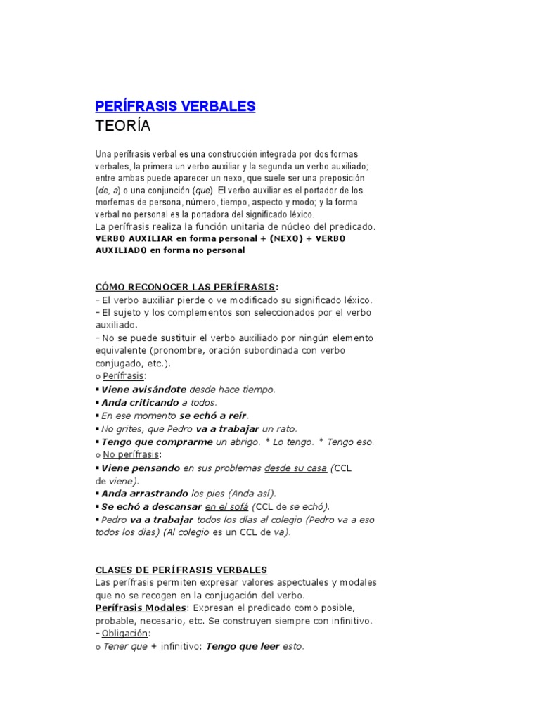 Guía Completa de Perífrasis Verbales | PDF | Verbo | Unidades Semánticas