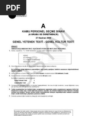 2009 kpss genel yetenek genel kultur
