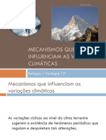 Mecanismos que influenciam as variações climáticas