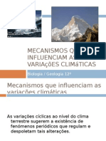 Mecanismos que influenciam as variações climáticas