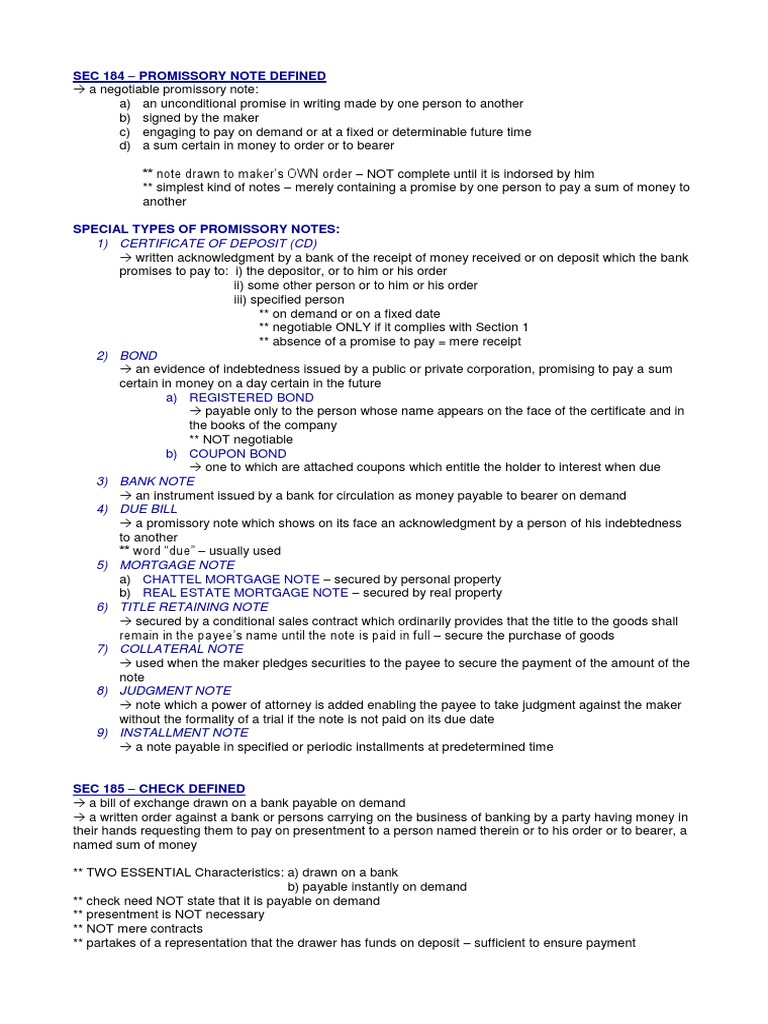 Understanding Promissory Notes | PDF | Negotiable Instrument | Cheque
