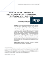 PSICOLOGIA JURÍDICA Relações com o Direito, a Moral e a justiça