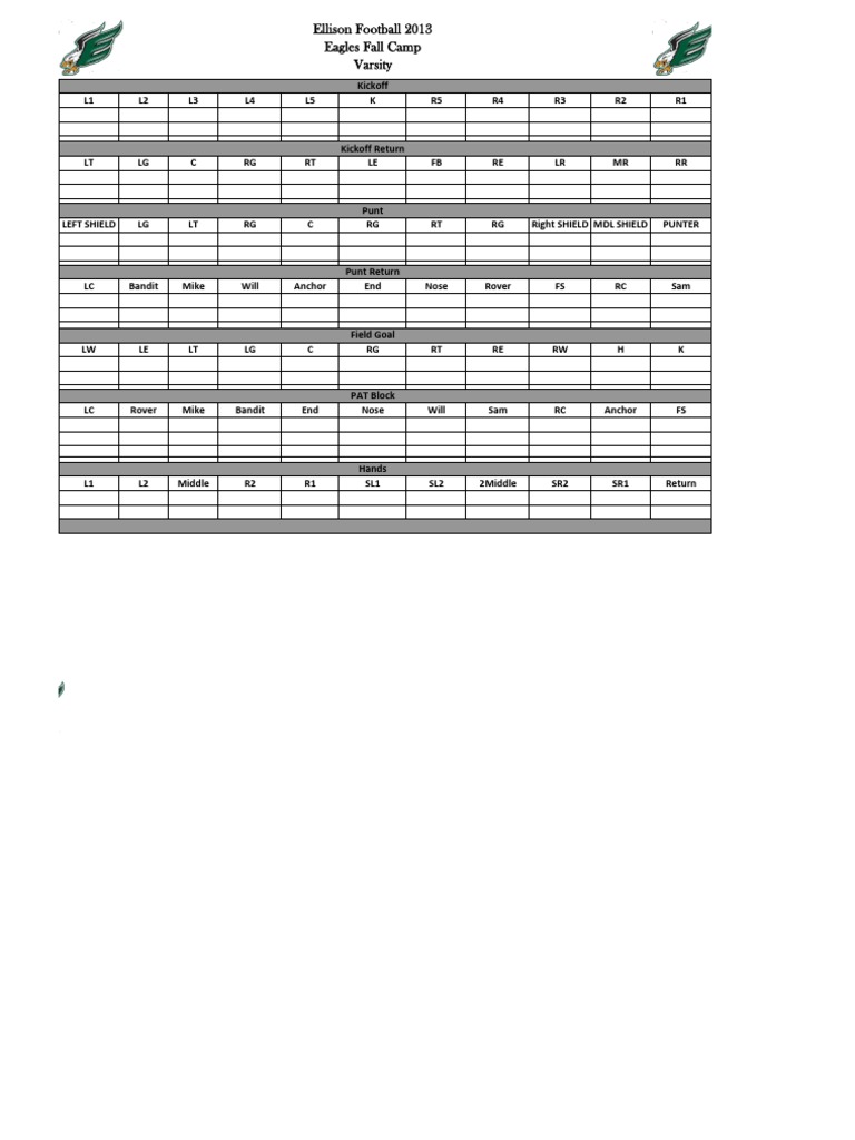 blank special teams 2013 depth chart | pdf | american football
