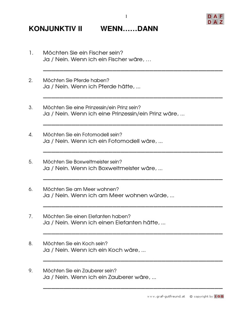 Ue Konjunktiv Wenn Dann PDF
