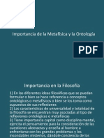 Importancia de La Metafísica y Ontología