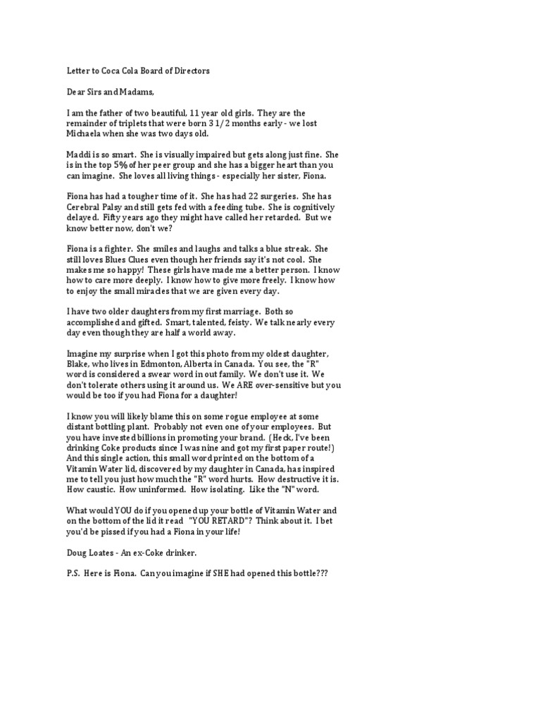 Coke Letter | PDF | Coca Cola | Beverages