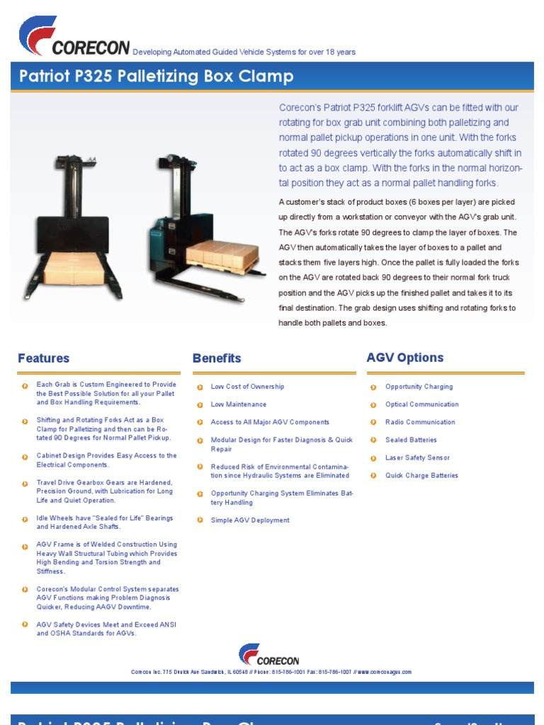 Box Clamp Automated Fork Lift Forklift Pallet