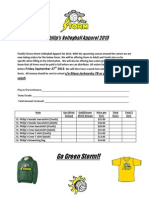 Volleyball Apparel Order Form
