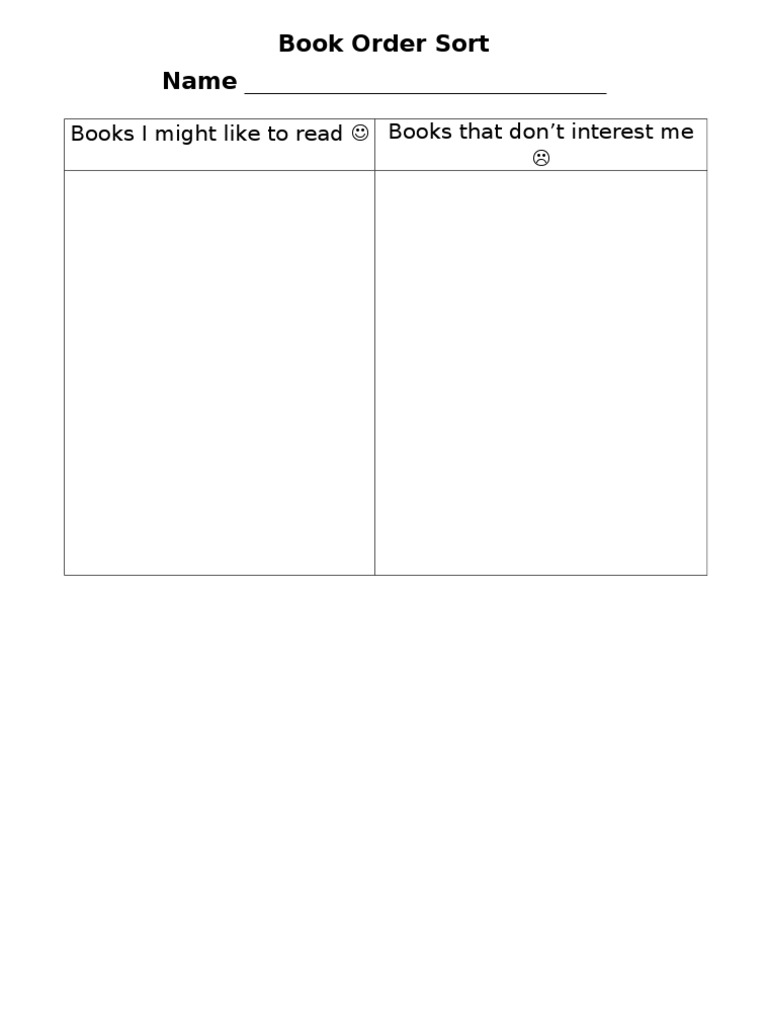 Book Order Sort Name - : Books I Might Like To Read Books That Don't ...