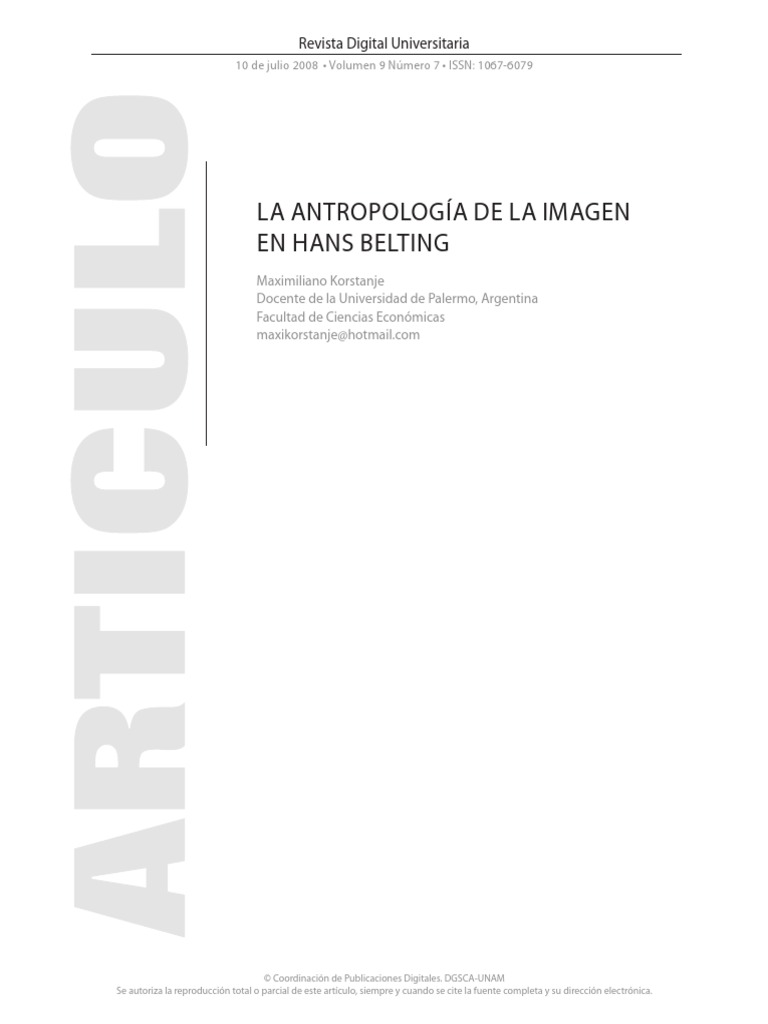 Imagen y Antropologia en Hans Belting | PDF
