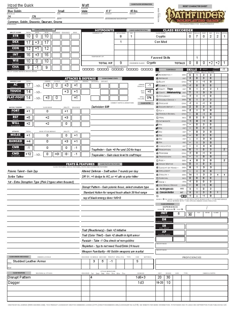 Irizod The Quick (Blue Goblic Cryptic) | PDF | D20 System | Fantasy ...