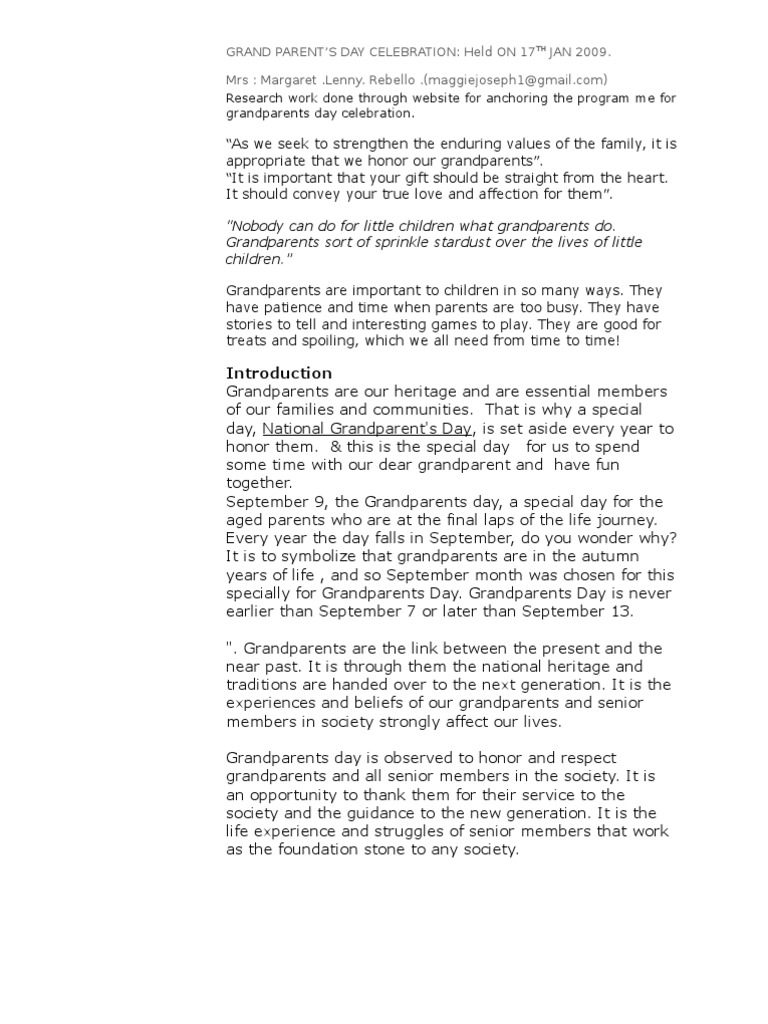 Download Anchoring For Grandparents Day Celebration Grandparent