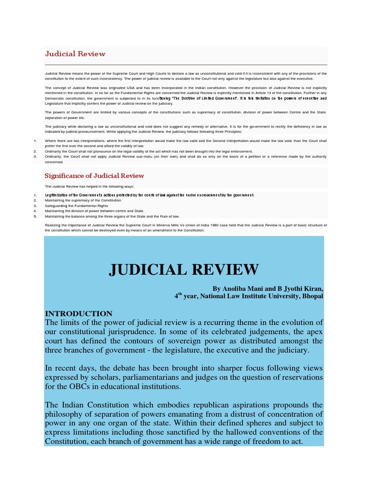 Judicial Review Judiciaries Judicial Review