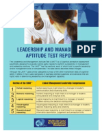 Leadership and Management Aptitude Test Report: Section of The LMAT Linked Management/Leadership Competencies