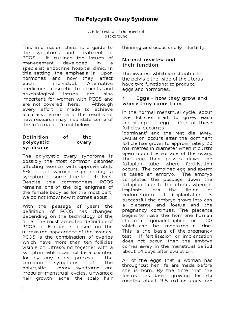 PCOS Symptoms and Treatment Guide | PDF | Polycystic Ovary Syndrome ...