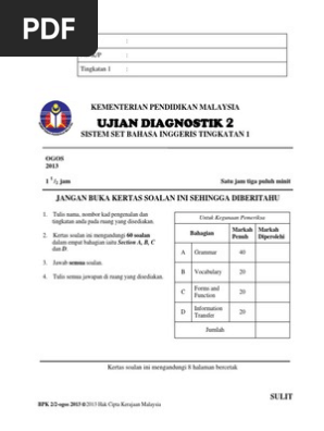 Ujian Diagnostik Bi Form 1 Pdf Cooking Foods