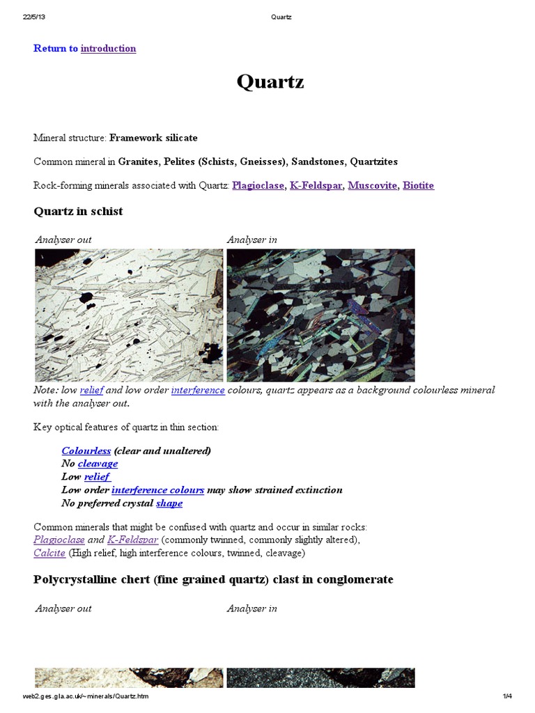 Quartz in Schist | Download Free PDF | Quartz | Minerals
