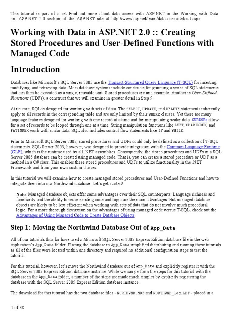 ADO Dot Net Data Tutorial | PDF | Microsoft Sql Server | Microsoft ...