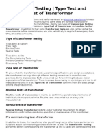 Transformer Testing - Type Test and Routine Test of Transformer