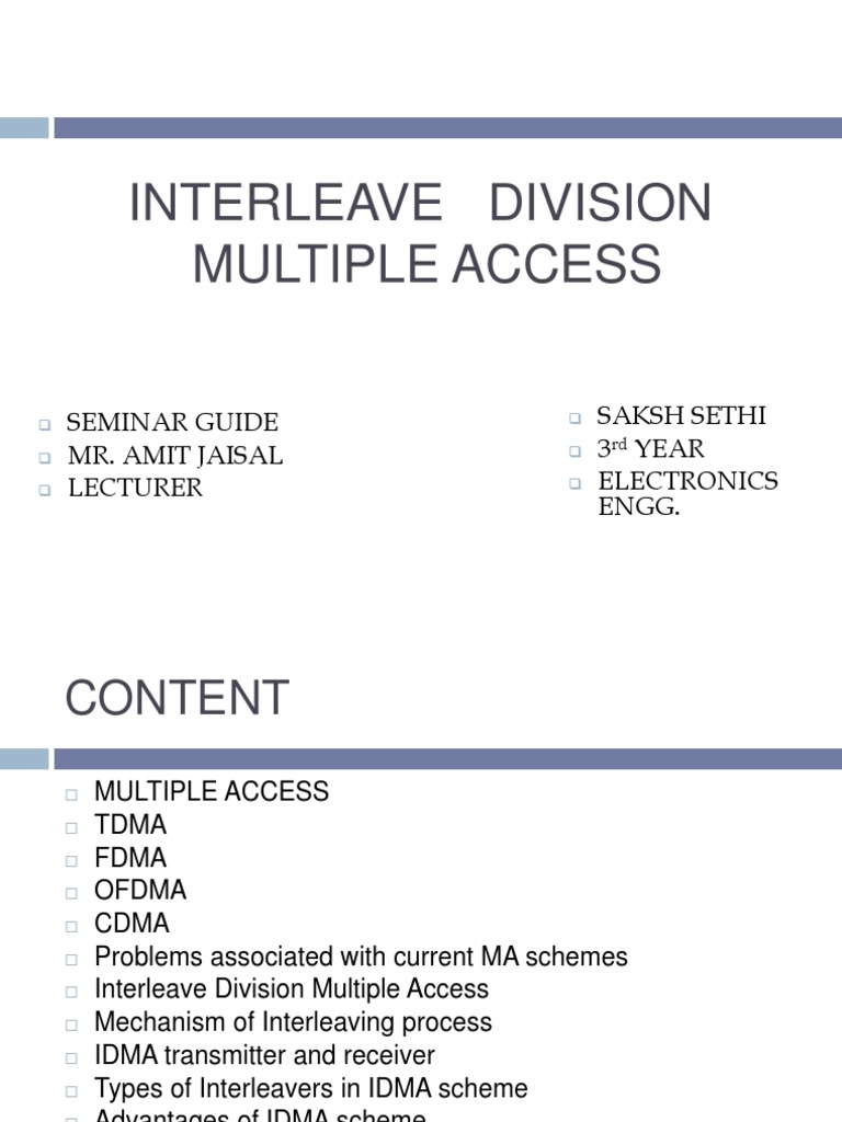 Interleave Division Multiple Access Overview | PDF | Channel Access ...