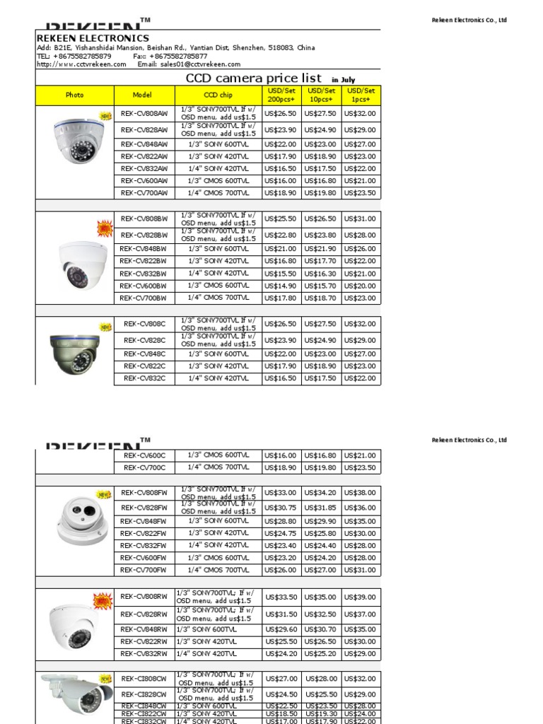 Rekeen 2013-09 CCD Camera Price (New) | PDF | Charge Coupled Device ...