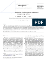 Exergetic Optimization of Solar Collector and Thermal Energy Storage