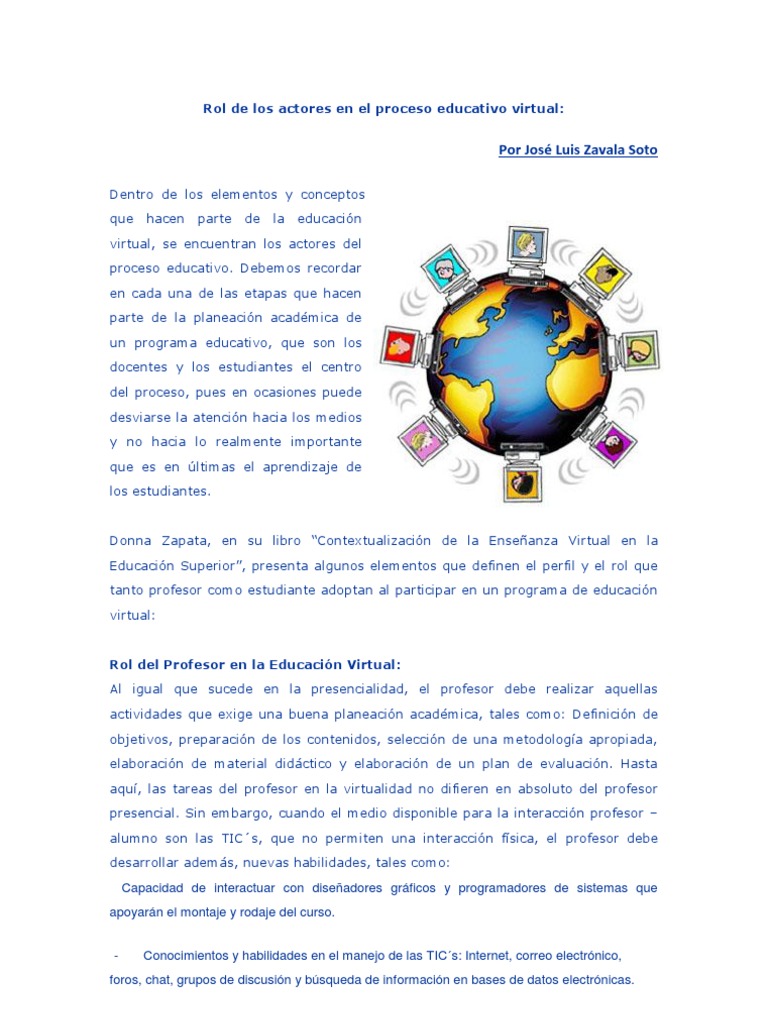 Rol de Los Actores en El Proceso Educativo Virtual | PDF | Maestros ...