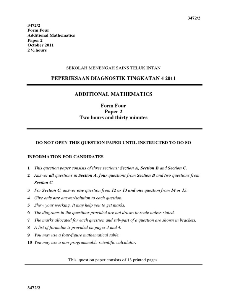 Final Form 4 2011 ( Soalan Dan Skema), Peperiksaan Akhir 