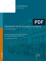 Questioni Di Economia e Finanza: Weak Institutions and Credit Availability: The Impact of Crime On Bank Loans