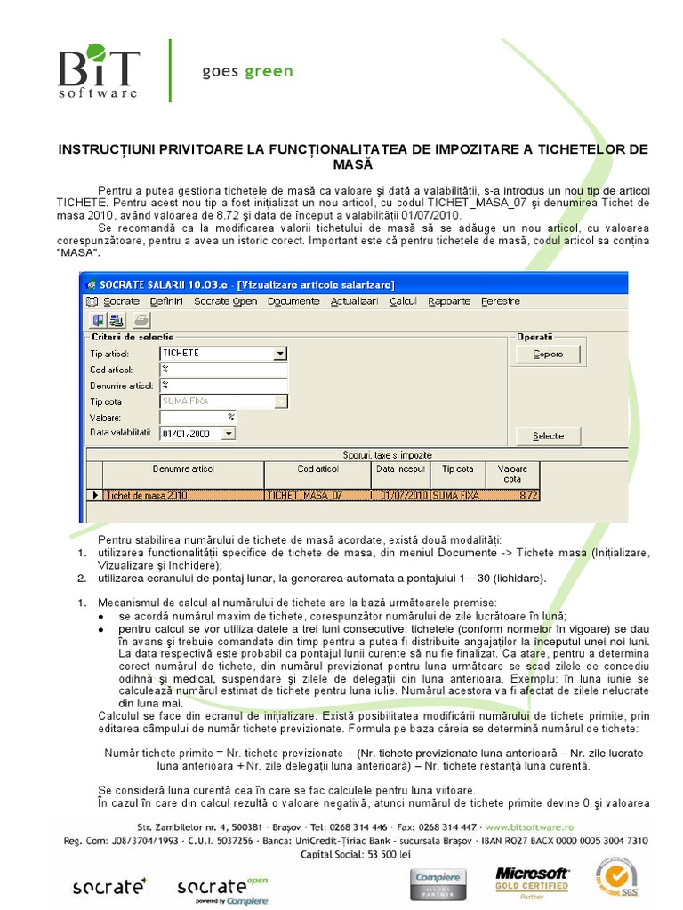 Impozitare Tichete Masa