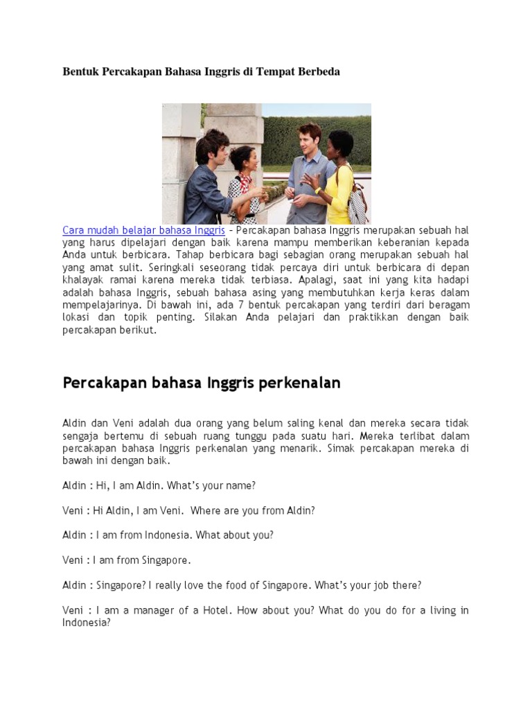 Bentuk Percakapan Bahasa Inggris Di Tempat Berbeda Bentuk Percakapan Bahasa Inggris Di Tempat Berbeda