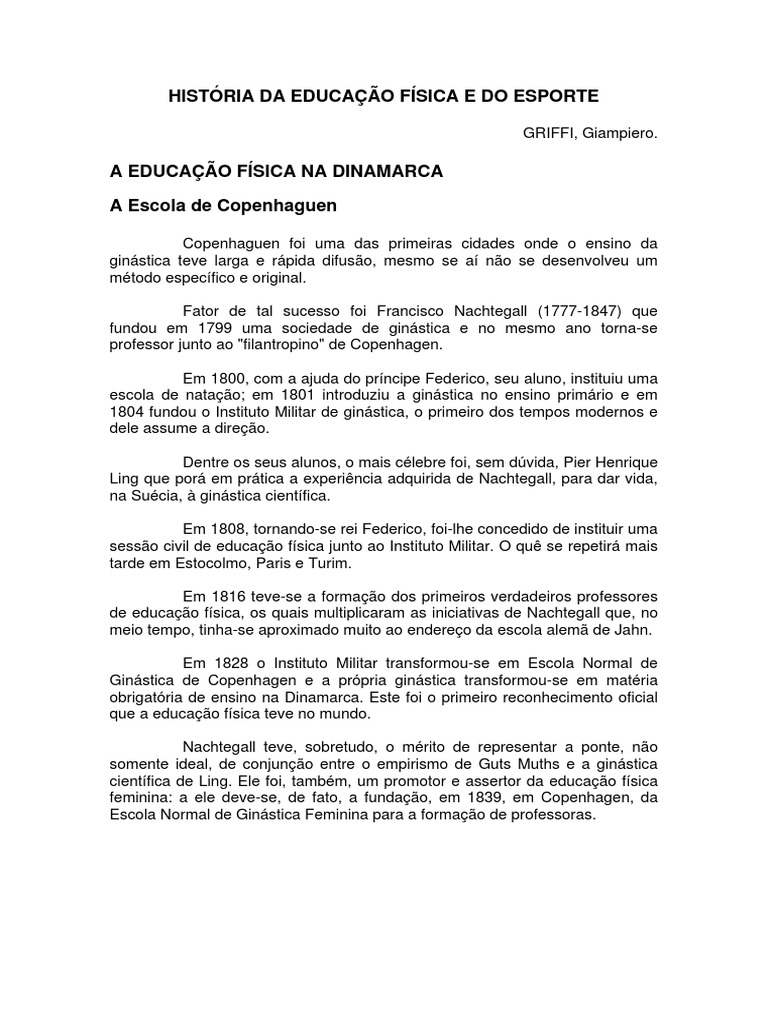 Historia Da Educacao Fisica e Do Esporte | PDF | Ginástica | Immanuel Kant
