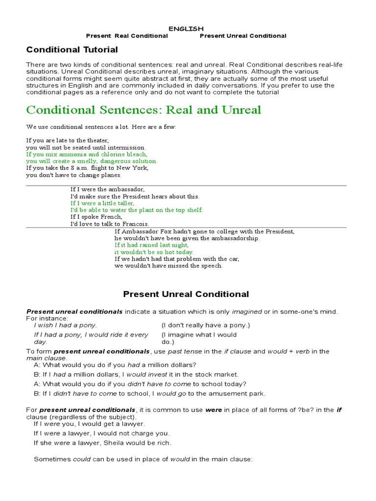 Present Real Conditional | PDF | Grammar | Linguistics