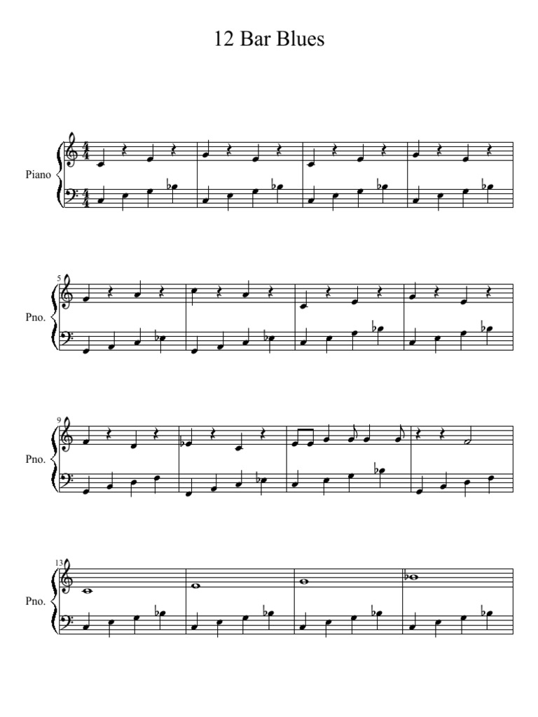12 Bar Blues Easy Piano