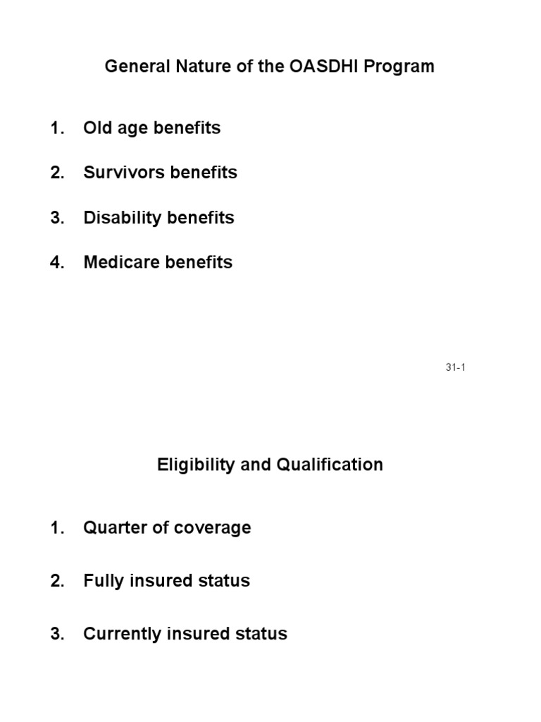 Overview of OASDHI Benefits and Eligibility | PDF | Social Security ...