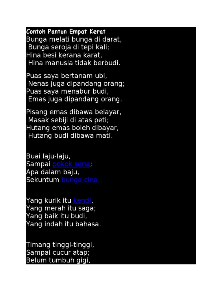 Contoh Pantun Empat Kerat