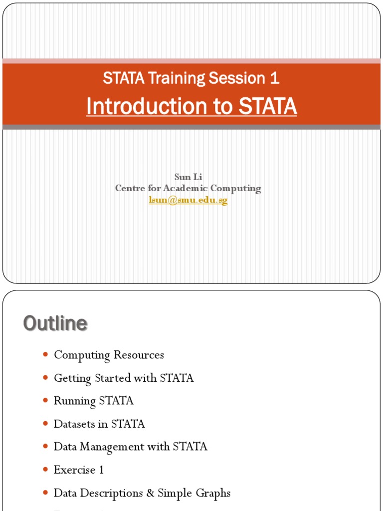 Intro to STATA Training Session | PDF | Logistic Regression | Command ...