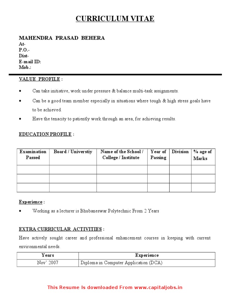 Curriculum Vitae: Mahendra Prasad Behera | PDF | Business