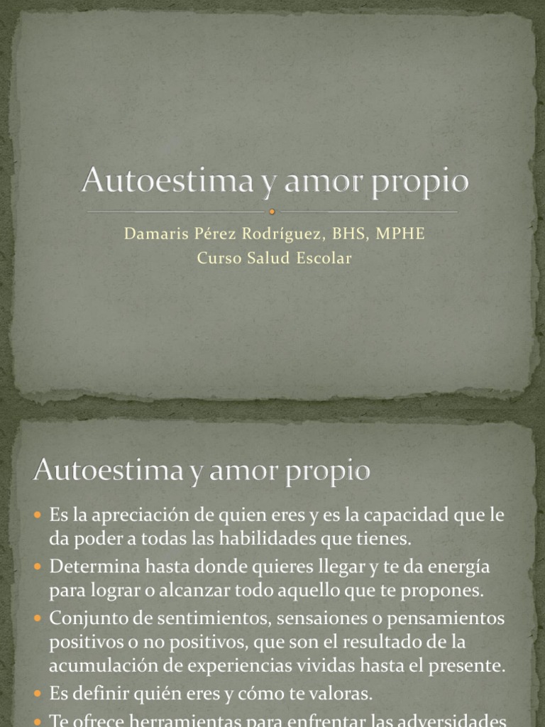 Autoestima Y Amor Propio Pdf Amor Conceptos Psicologicos