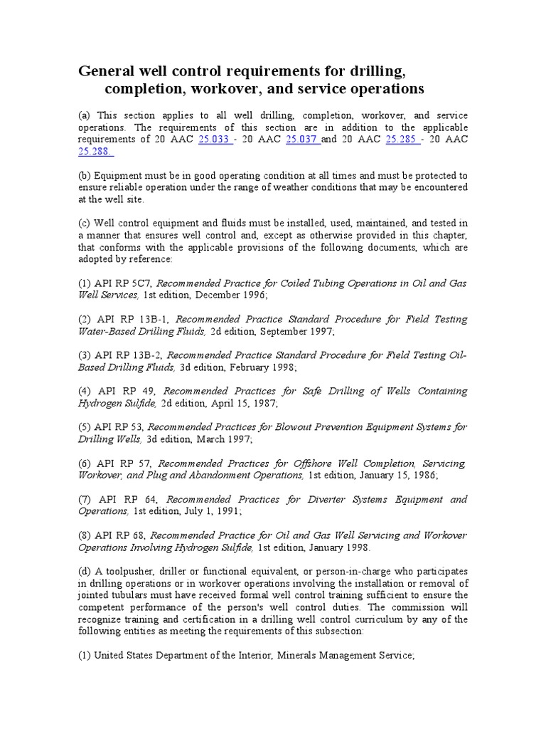Well Control Requirements for Drilling | PDF | Oil Well | Blowout (Well ...