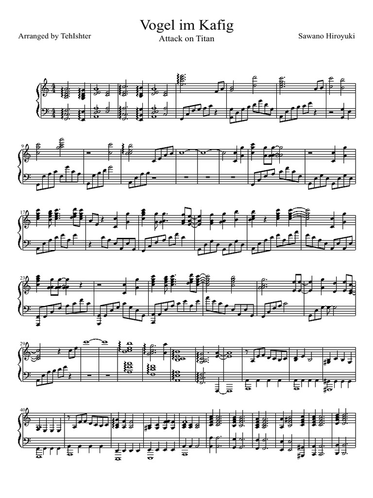 Vogel Im Kafig Piano Sheet Pdf Leisure Entertainment General