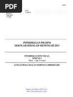 Trial Negeri Sembilan Pendidikan Seni Visual Pra SPM 2013 SET 1 K1 - K2 - Soalan Jawapan