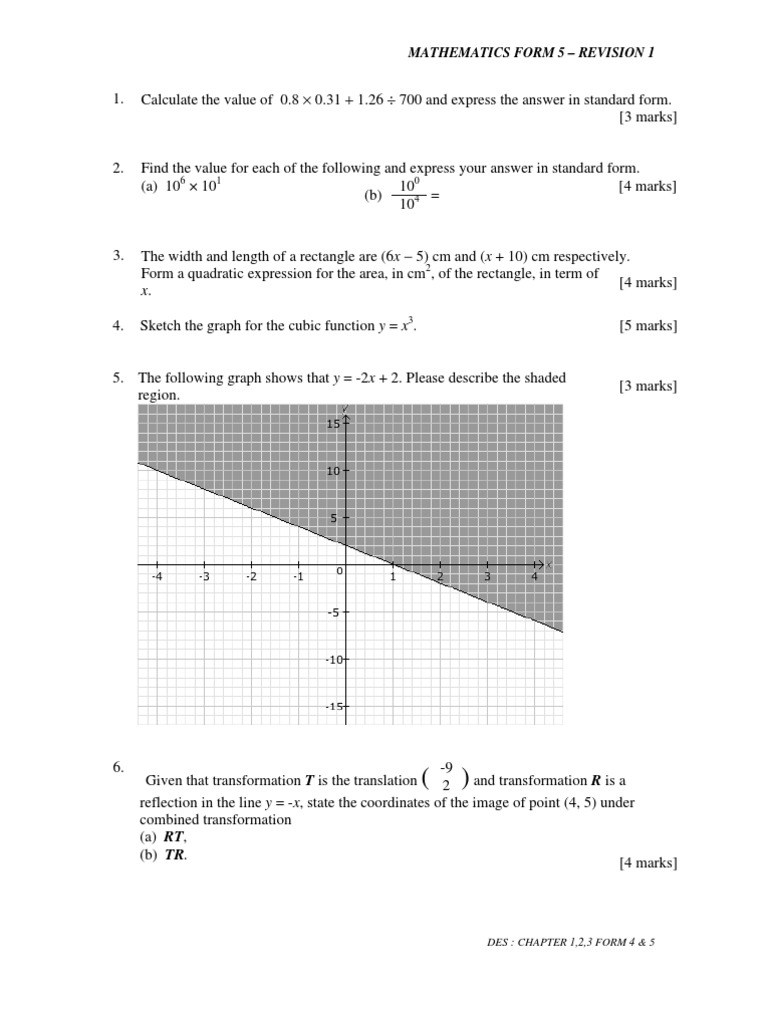 Form 5 Mathematics Revision Guide | PDF | Cartesian Coordinate System ...
