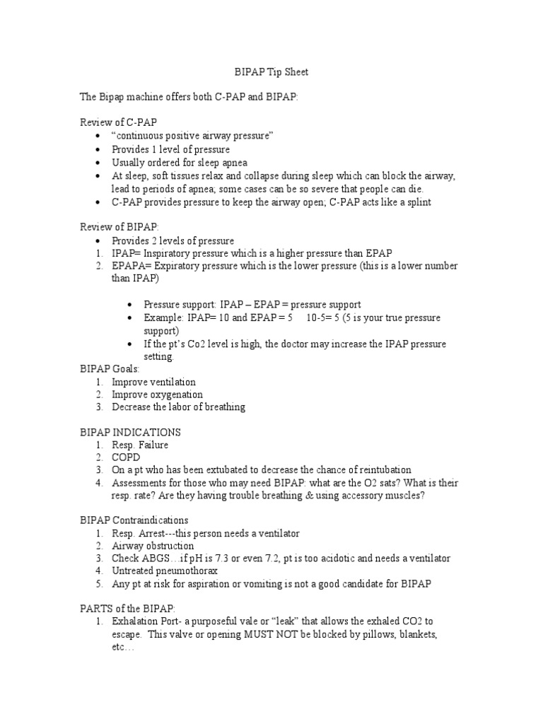 Bipap Tips 6.09 | PDF | Pulmonology | Clinical Medicine